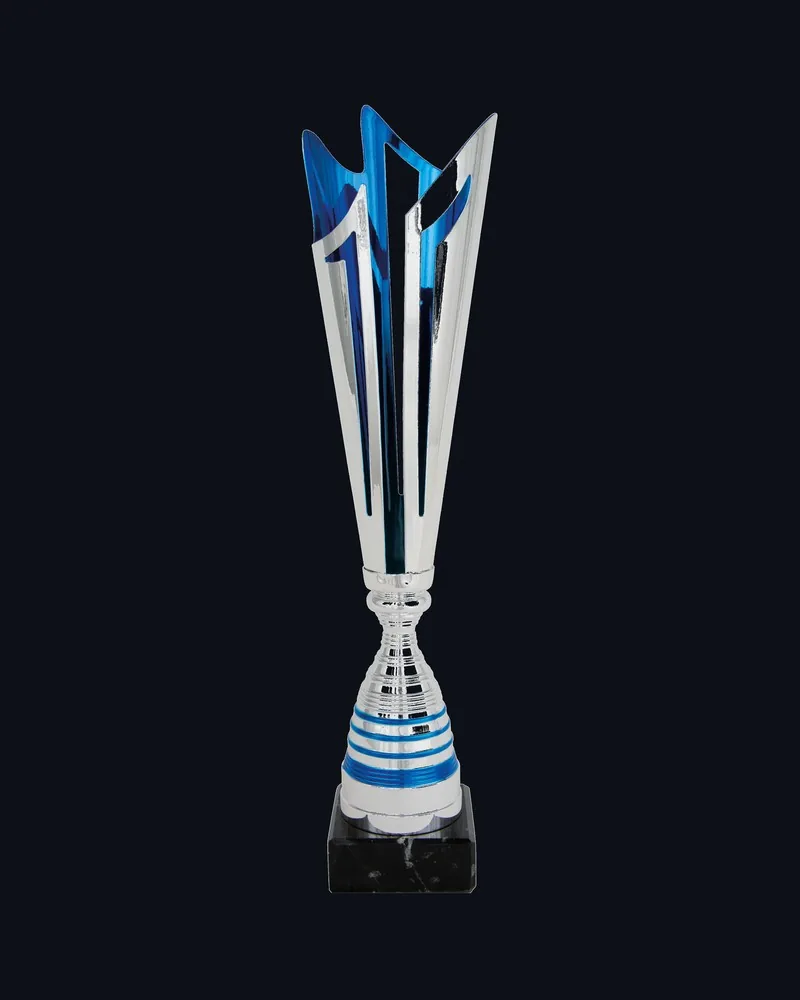 Copa Cono Láser Base Lineas Plata Azul