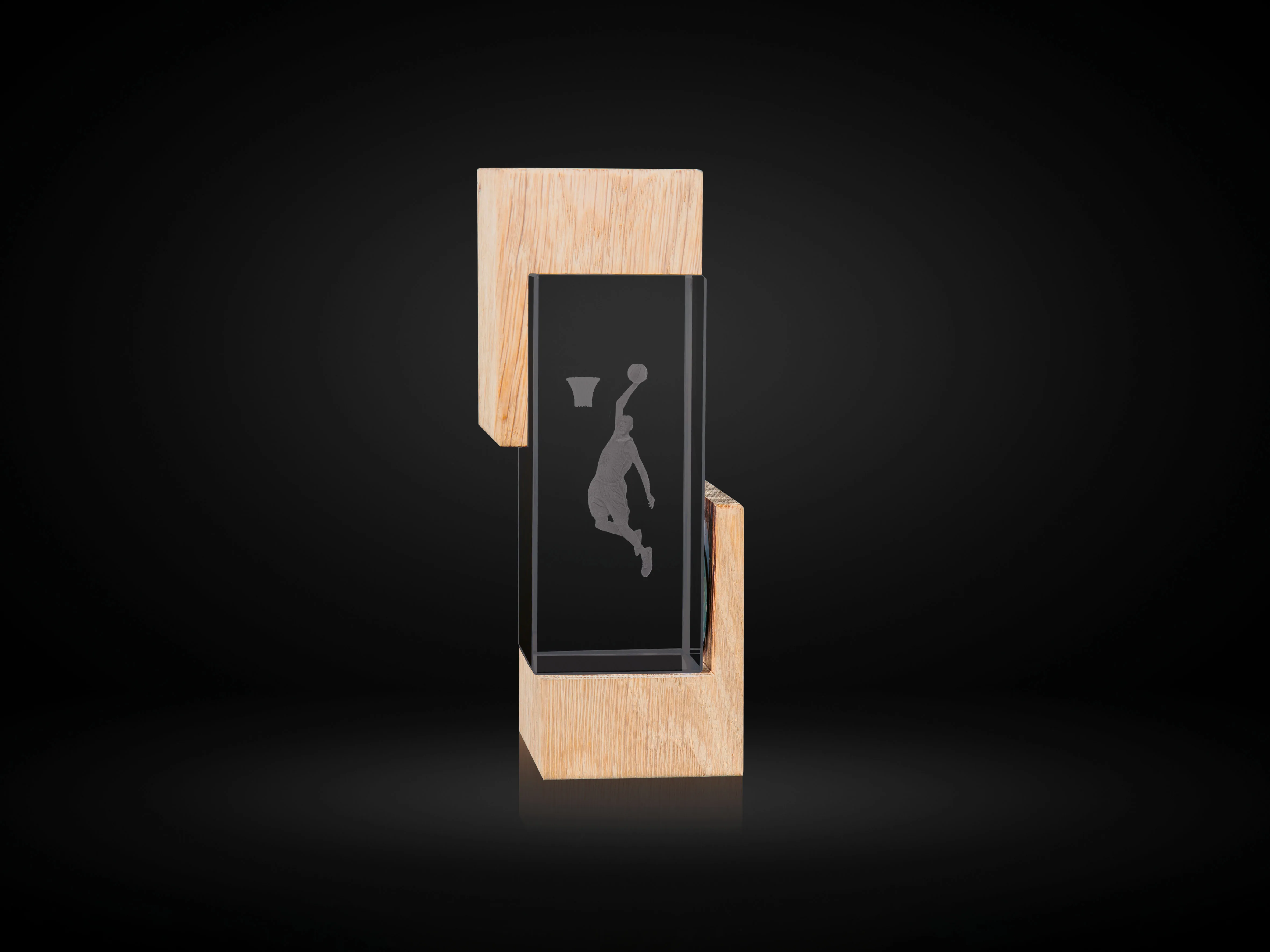 Bloque 3D Gran Formato - Madera haya + cristal grande