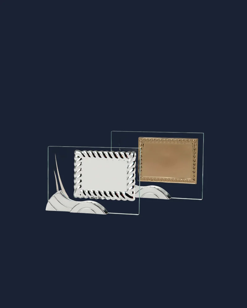 Placa Cristal con Pergamino Plateado y Dorado