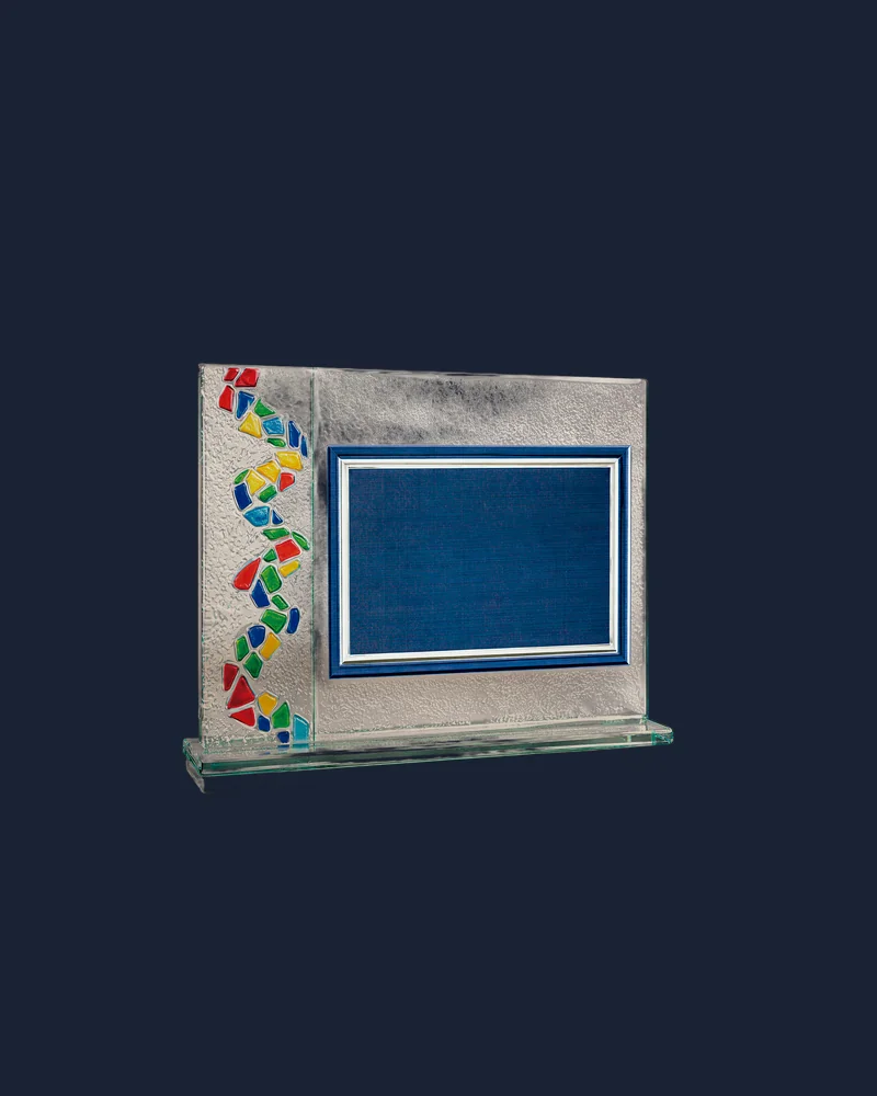 Placa Cristal con Borde Mosaico Multicolor